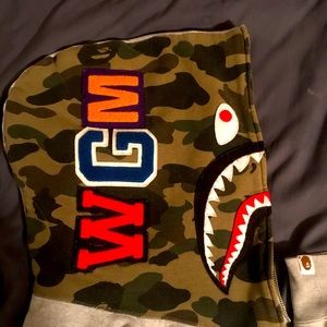 How to tell if a BAPE a bathing ape shark zip hoodie is real.  Details below